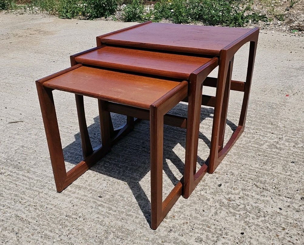 G Plan Vintage Mid Century Quadrille Nest of 3 Tables Teak Fair Condition — image 5