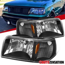 Fit 1993-1997 Ford Ranger Black 2in1 Headlights Corner Signal Lamps Leftright