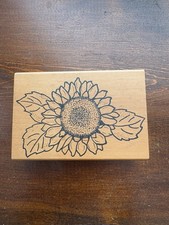 Sunflower Mounted Rubber stamp by Parked on Rubber Flower Stamp