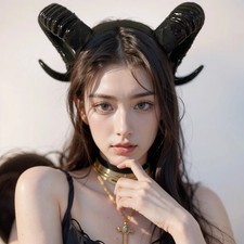 Gothic Black Demon Horn Headdress Cosplay Sheep Devil Headband Halloween