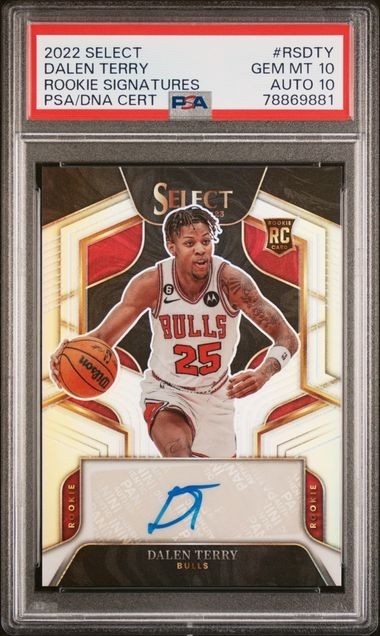 2022 Panini Select Dalen Terry Silver Prizm Auto /249 PSA 10 Auto 10 RC Rookie