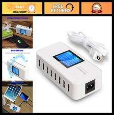 8-Port USB Charging Station 60W/12A Fast Wall Charger Hub with LCD for Phones, T