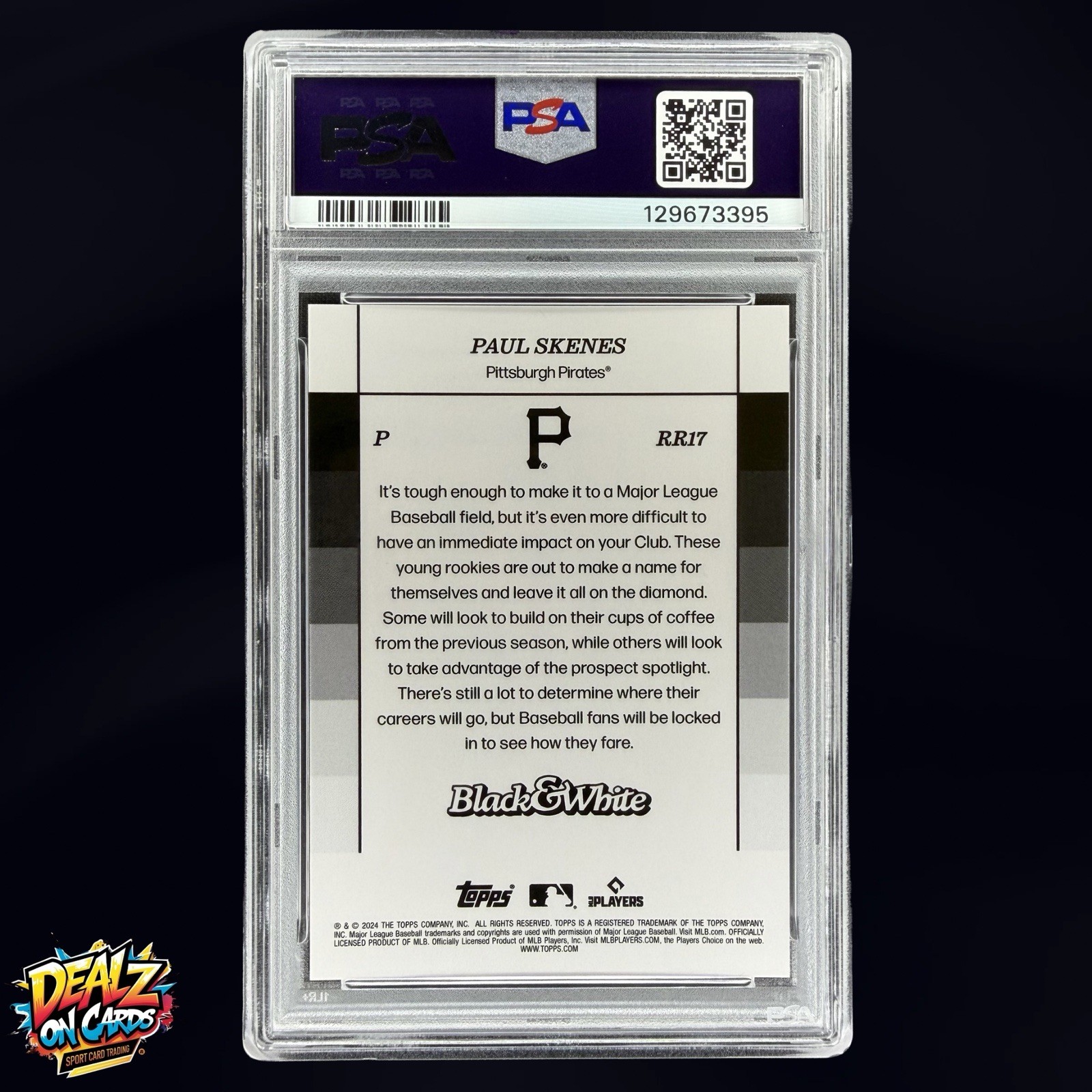 Paul Skenes Rookie /25 2024 Topps Black & White Resolution Purple RC PSA 10 GEM view 3