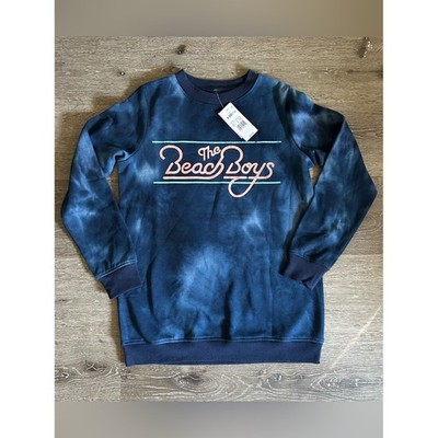 NWT XS Beach Boys Blue Tie Dye Crew Neck Sweater Pullover Sweatshirt