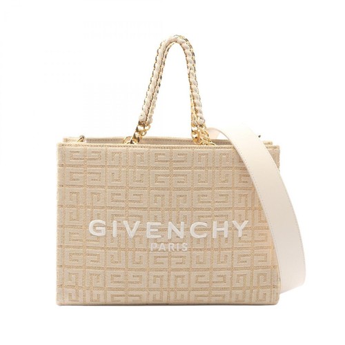 GIVENCHY G Tote Small 2WAY Handbag Bag Canvas Beige Used