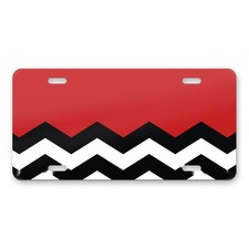Black White Red Chevron Aluminum License Plate - Custom Vanity Front Tag For Car