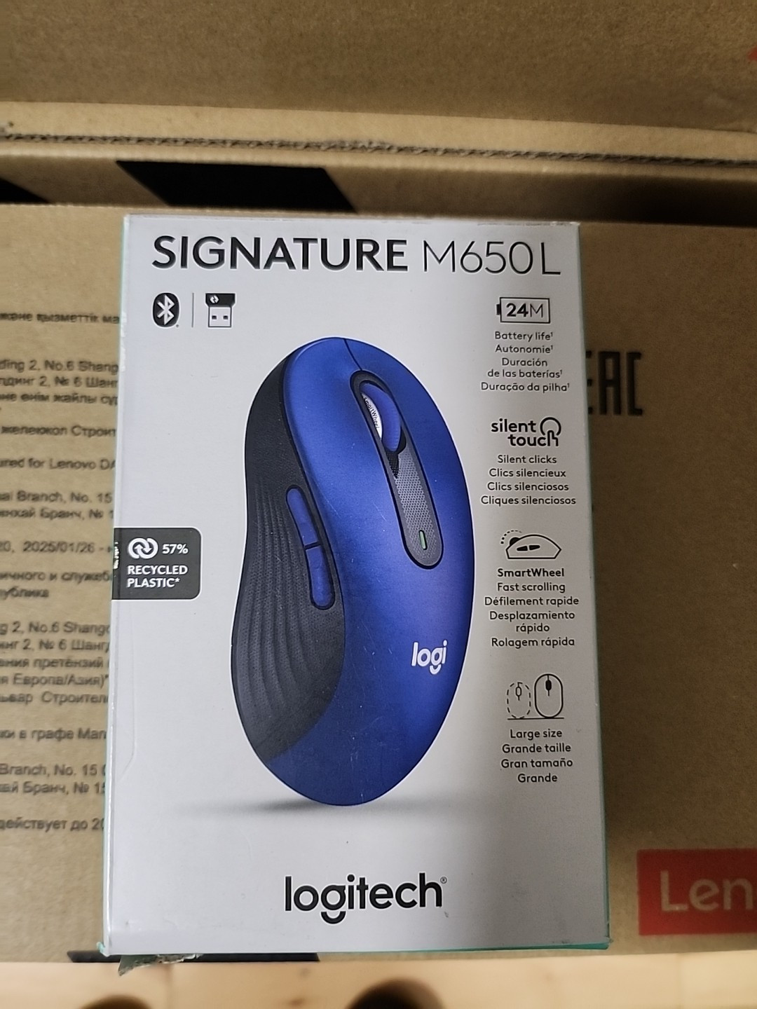 Logitech Signature M650 L Full-size Wireless Scroll Mouse Silent Click New Blue