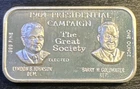 VTG 1964 Presidential Campaign Johnson Goldwater Rare-999 Silver 1 Oz Art Bar -4