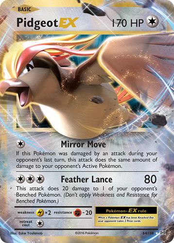 Pidgeot EX 64/108 Holo Ultra Rare Evolutions Pokemon Heavily Played