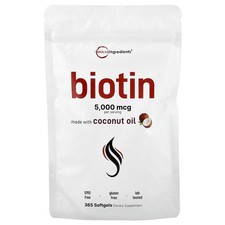 Biotin, 5,000 mcg, 365 Softgels