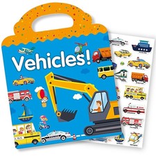 Reusable Sticker Book for Kids, Vehicles Truck Stickers Educational Vehicle