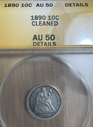 1890 Seated Liberty Dime ANACS AU50 10C