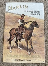 Marlin Firearms Big Game Rifles Co insegna metallo latta .22 vintage garage bar rustico