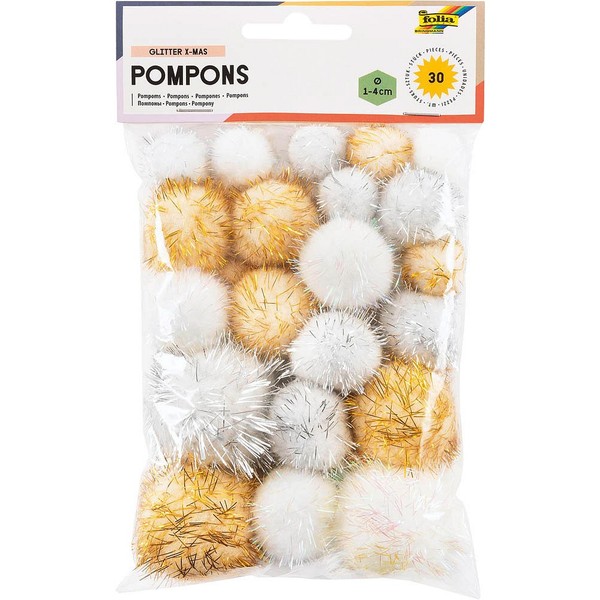 folia Pompons Mehrfarbig Glitter X-Mas Ø 1,0-4,0 Cm, 1 Pack-image