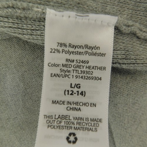 TIME and TRU Grey Heather Open Front Sweater Cardigan Side Slits Pockets L NWOT - Picture 6 of 7