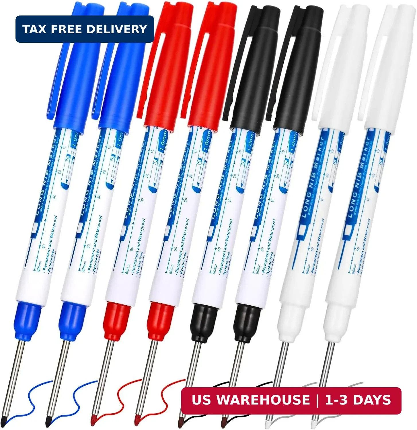 8 PCS Long Nose marker Long Head Deep Hole Marker Pens 30 mm Felt Tip Colorful M