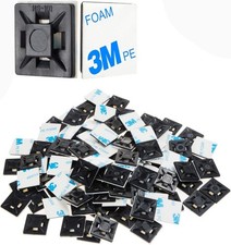 XHF 200 PCS 1/2" Black Self Adhesive Cable Zip Tie Mounts Wire Cable Clips Holde