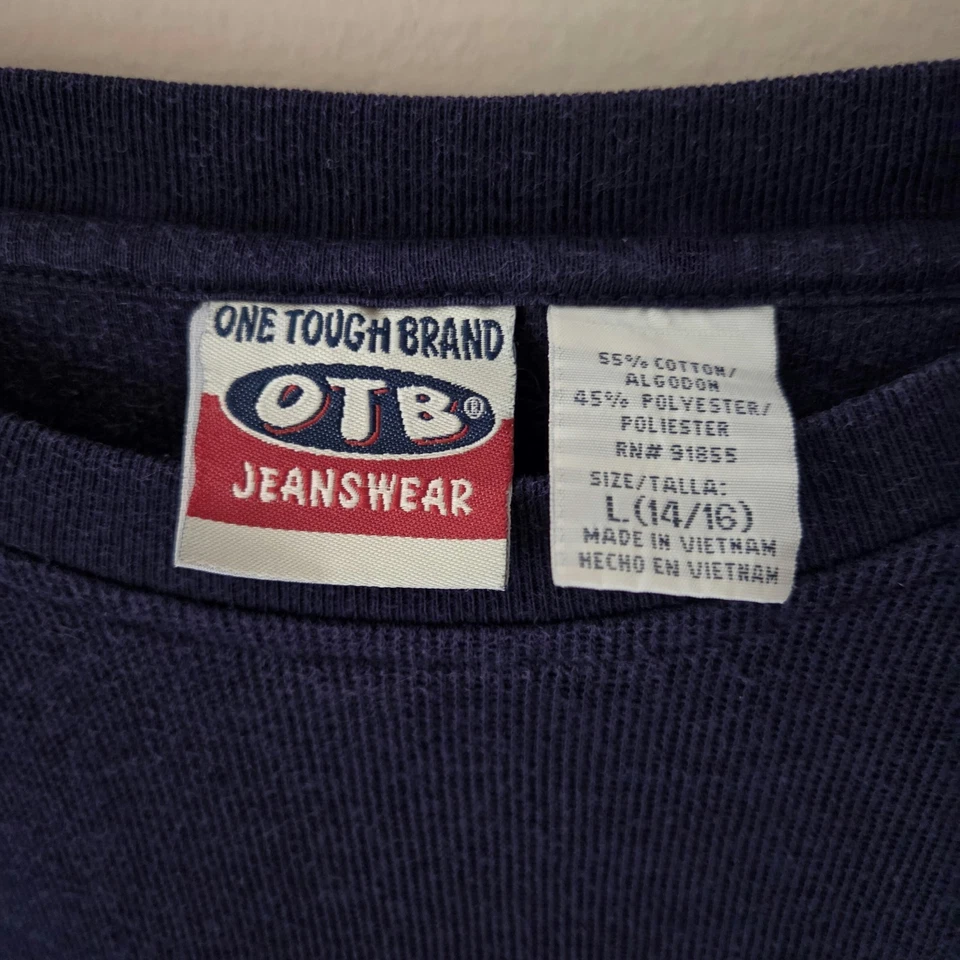 Vintage Y2K OTB One Tough Brand Long Sleeve Blue Red Shirt Youth Large (14/16) - Image 3 of 4