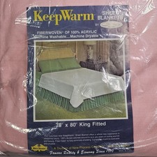 Vintage Sheet Blanket King Size Fitted Pink Chatham Keep Warm Cozy Acrylic