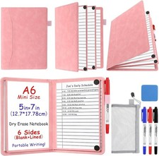 6 Sides Dry Erase Notebook Portable Whiteboards Notepad 5"x7" a6 Small Reusa...
