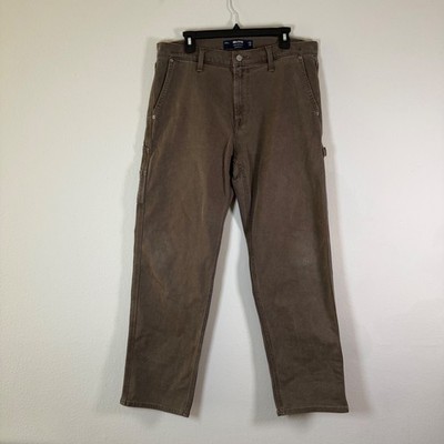 Hollister Loose Carpenter Pants Brown W33 L31 Epic Flex Mens Workwear