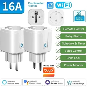 EU WiFi Prise intelligente 16A 20A Power Monitor Socket Alexa Google minuterie à la maison