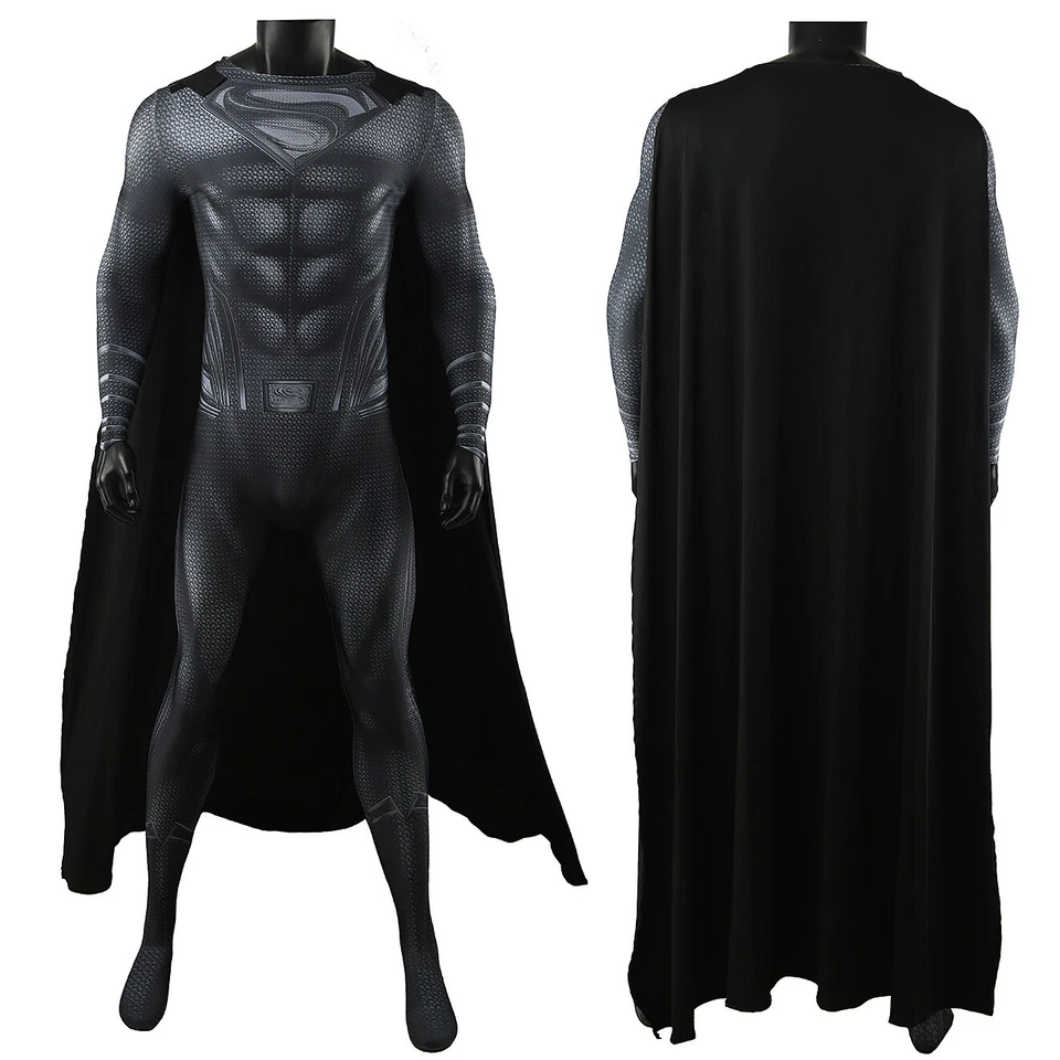 Mono Negro Superman Cosplay Músculo Adulto Niños Trajes Disfraz Capa de Halloween Foto 3 de 4