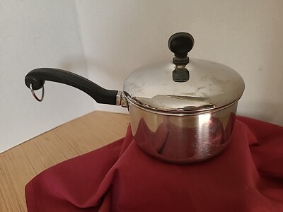 Farberware One Quart Saucepan with Lid clad bottom vintage used cookware