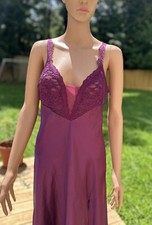 Victoria  s Secret Long Slip Nightgown Womens Size M Gold Label Satin Purple