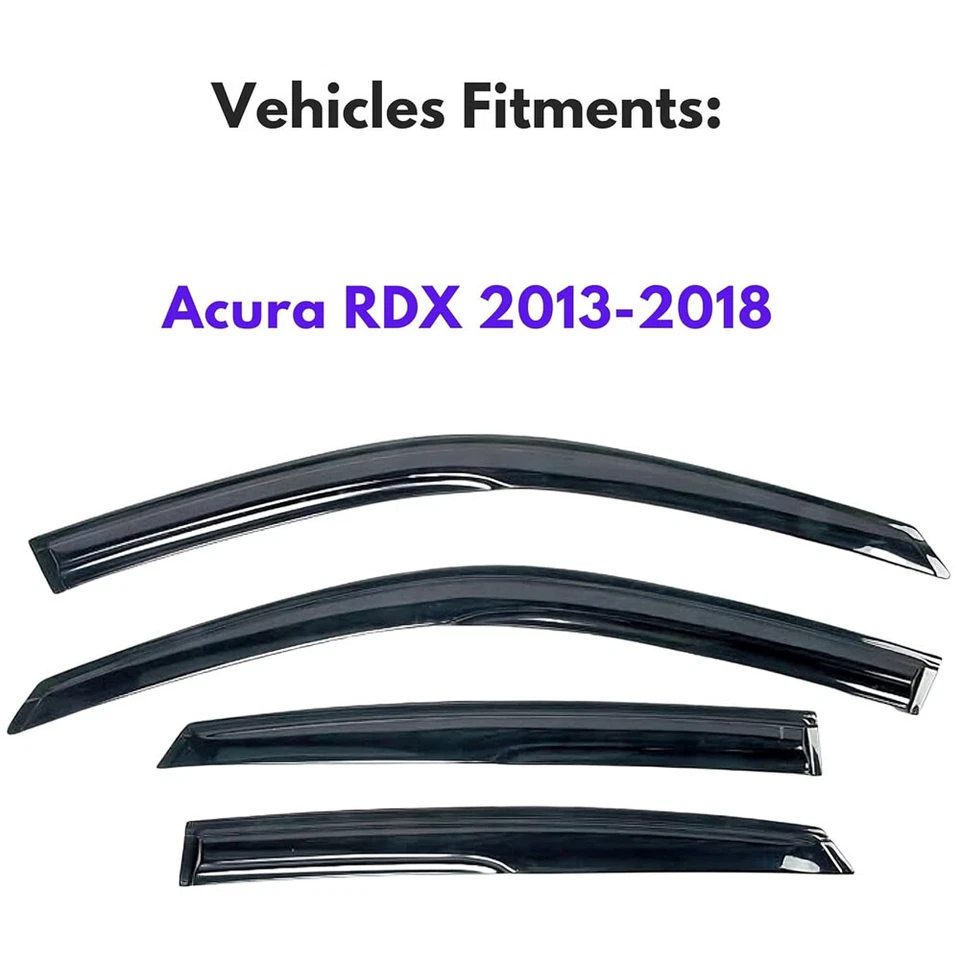For Acura RDX 2013-2018 Tape-On Mugen Style Window Visors Vent Shade Rain Guards - Image 2 of 4