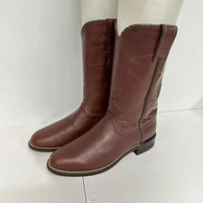 Vtg Justin Cowgirl Roper Boots Womens Brown Size 5.5 B Western L3807 USA Made