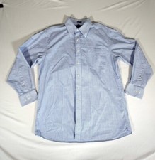 Tommy Hilfiger Button Down Shirt Adult 16 32-33 Blue Long Sleeve Pocket Mens