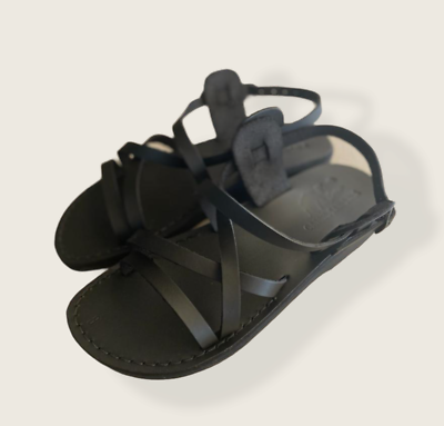 Camel Jesus Sandals Black Genuine Leather Greek Roman US 5-16 EU