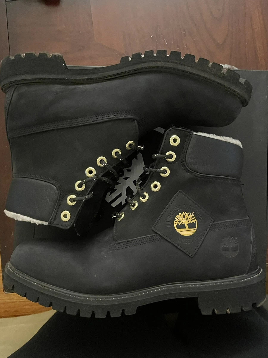 timberland premium 6 inch black WP shearling boots size 11.5 M
