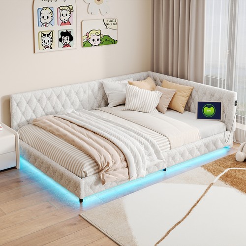 Daybett Schlafsofa Polsterbett Kinderbett 140x200 mit LED-Licht und Ladefunktion - Bild 3 von 12