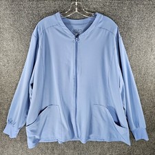 Allura by Cherokee Cecil Blue Zip Front Stretch Fit Warm-Up Scrub Jacket