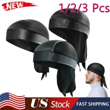 Motorcycle Wrap Biker Du Do Black Bandana Paisley Doo Rag Head Skull Cap Durag