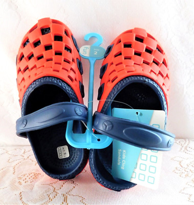 NWT Fun Red & Blue Kid's Boy or Girl Clog Sandals w/Back Strap  ~ Sz 2