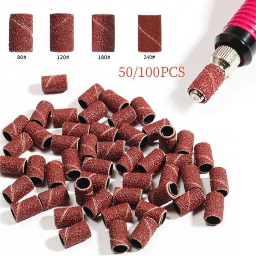 50/100PC Nail Drill Bits Sanding Bands Gel File Polish Remover For Electric Nail - Picture 1 of 33