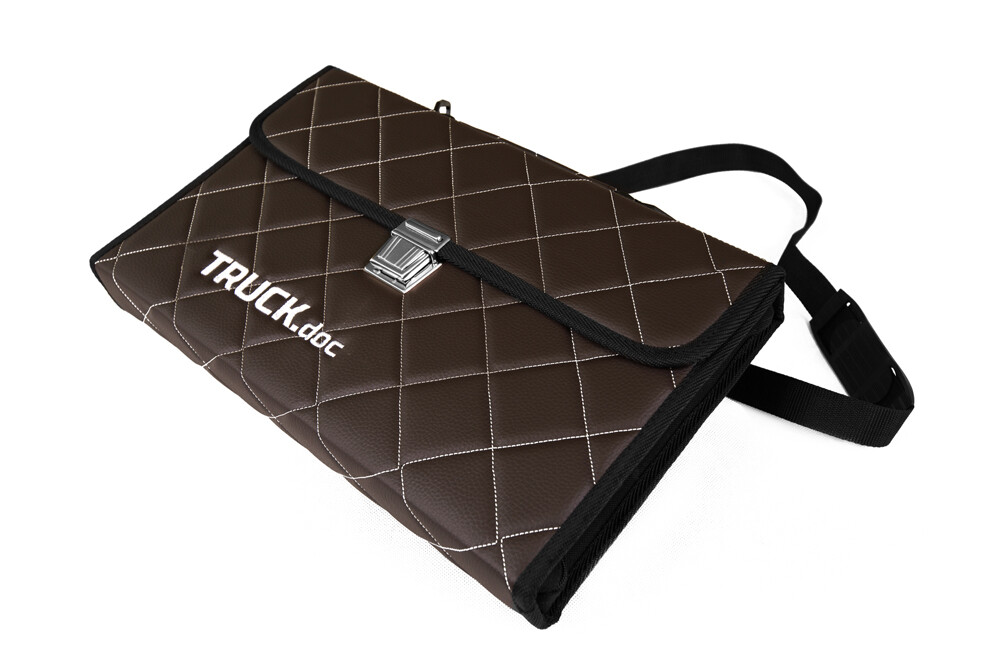 TRUCKER ORGANIZER BAG BORSELLO ECOPELLE MARRONE BORSA PORTA