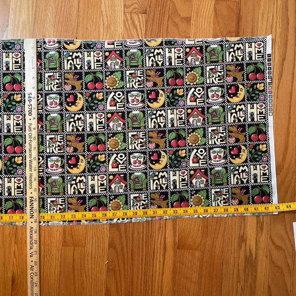 Mary Engelbreit Vtg 2000 Home Love Friends Family Cotton Fabric  17.5x 42 - Image 4 of 4