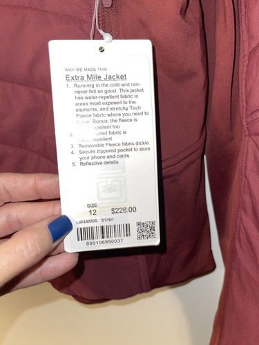 Lululemon Extra Mile Jacket. Dk Burgundy/Savanna. Size 12 - Picture 5 of 12