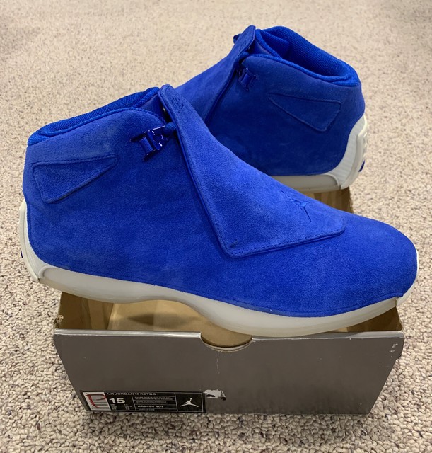Nike Air Jordan Retro 18 XVIII Racer Blue Sail Suede Size 15 New DS 2018 Sample | eBay