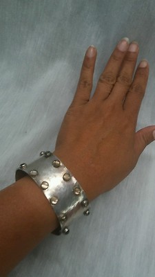 Beautiful Rebecca Norman modernist  sterling 925 clear stone  cuff bracelet 