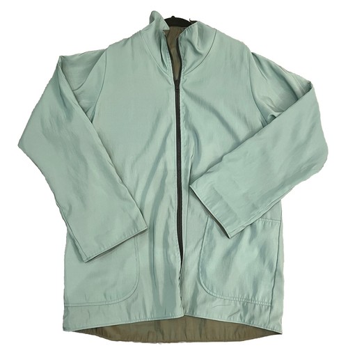 Maralyce Ferree Women’s Reversible Raincoat Size Medium Olive Green Mint Green - Picture 2 of 6