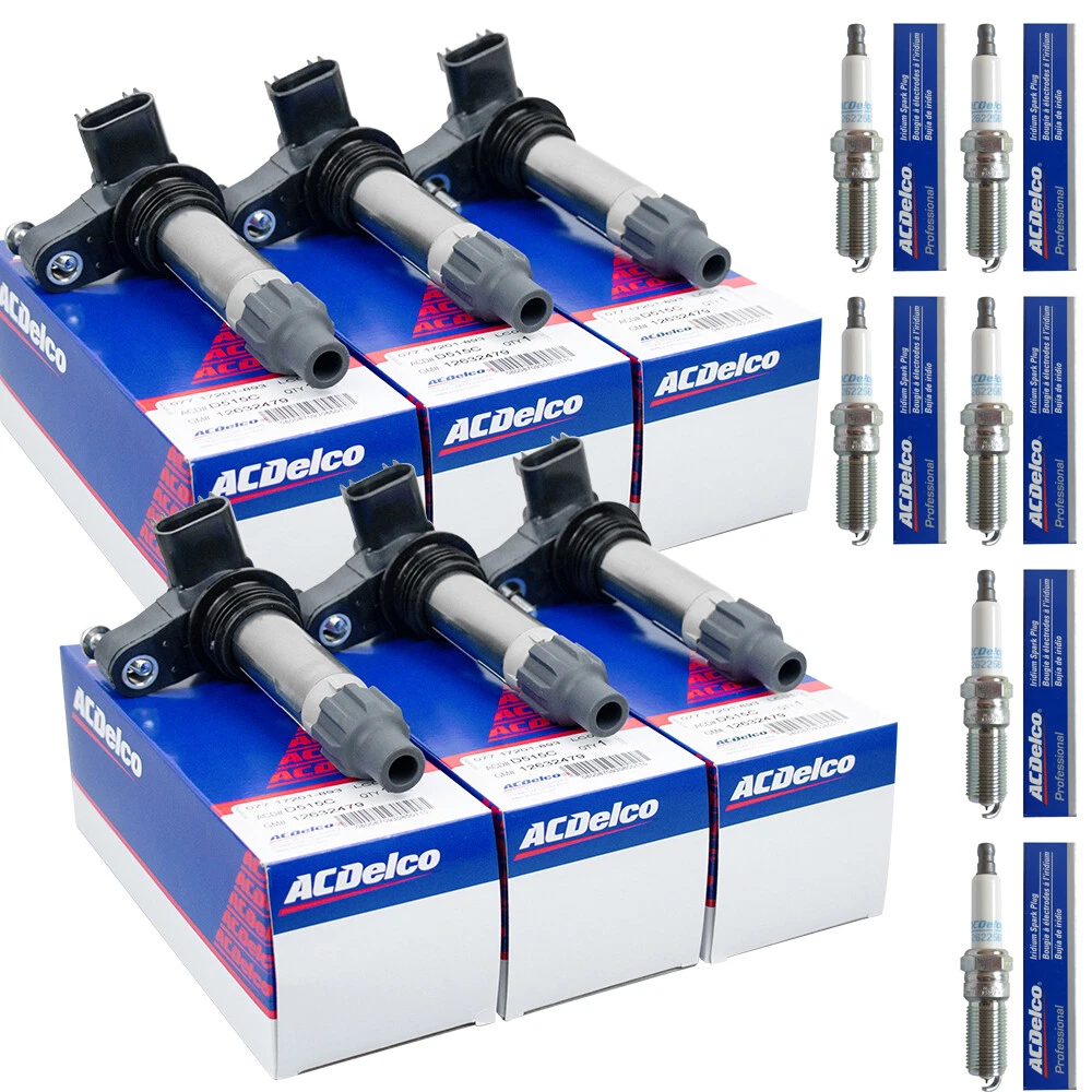 6 Pack D515C Ignition Coil & 41-109 Spark Plug Compatible with GMC Chevrolet Buick