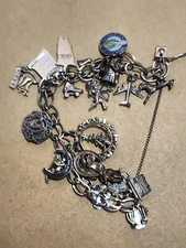 Vintage Forstner Sterling Fancy Link Charm Bracelet-18 Charms Most Sterling