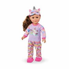 My Life As Doll 18" Posable Soft Torso Brunette Slumber Party Unicorn Pajama New