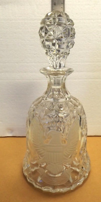 Beautiful BELL Shaped PATRIOTIC GLASS DECANTER With FROSTED EAGLE On the Front