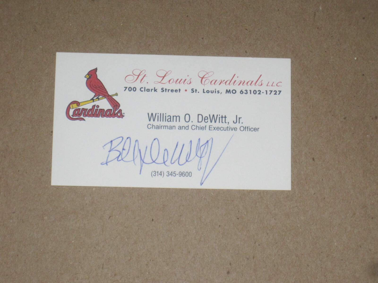 St. Louis Cardinals Owner BILL DEWITT JR Signed Business Card MLB